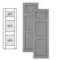 Traditional Composite Raised Panel Shutters w/ Offset Top Double Mullion, Installation Brackets Included