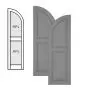 Traditional Composite Raised Panel Shutters w/ Center Mullion Arch Top, Installation Brackets Included