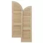 Arched Top Traditional Wood Open Louver Shutters w/ Two Mullion