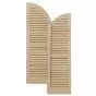 Arched Top Traditional Wood Open Louver Shutters w/ Center Mullion