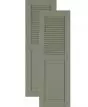 Custom Combination Vinyl Shutters, Louver / Raised Panel w/ Center Mullion
