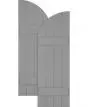 Traditional Composite Board-n-Batten Shutters w/ Two Battens Arch Top, Installation Brackets Included