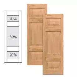 Traditional Wood Raised Panel Shutters w/ Double Offset Mullion