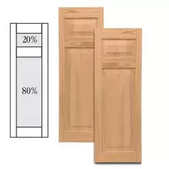 Traditional Wood Raised Panel Shutters w/ Offset Top Mullion