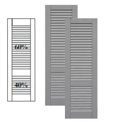 Traditional Composite Louver Shutters w/ Offset Bottom Mullion, Installation Brackets Included