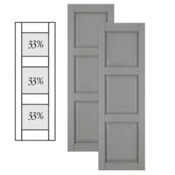 Traditional Composite Raised Panel Shutters w/ Double Mullion, Installation Brackets