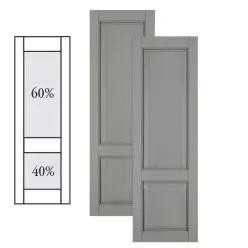 Traditional Composite Raised Panel Shutters w/ Offset Bottom Mullion, Installation Brackets Included