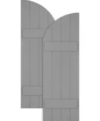Traditional Composite Board-n-Batten Shutters w/ Two Battens Arch Top, Installation Brackets Included