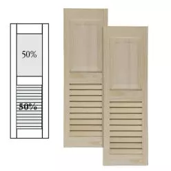Traditional Wood Panel Over Open Louver w/ Center Mullion