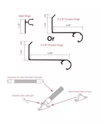 Bahama Hardware Kit, 2 3/8" or 3 3/8" Female Hinge, Tilt Arms, Clevis Pins, and Nylon Hinges
