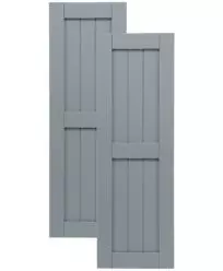 Traditional Composite Framed Board-n-Batten Shutters w/ Center Mullion, Installation Brackets Included