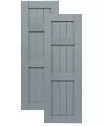 Traditional Composite Framed Board-n-Batten Shutters w/ Double Offset Top Mullion, Installation Brackets Included
