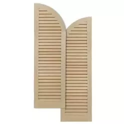 Arched Top Traditional Wood Open Louver Shutters w/ Full Louvers