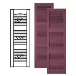 Custom Vinyl Louvered Shutters w/ Double Mullion