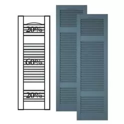 Custom Vinyl Louvered Shutters w/ Double Offset Mullion