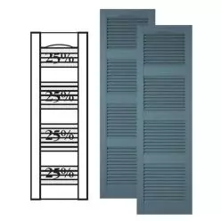 Custom Vinyl Louvered Shutters w/ Triple Mullion
