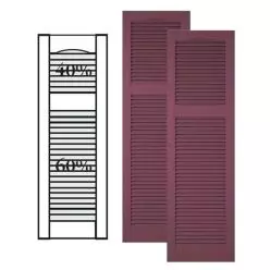 Custom Vinyl Louvered Shutters w/ Offset Top Mullion