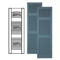 Custom Vinyl Louvered Shutters w/ Offset Top Double Mullion