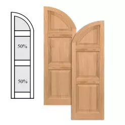 Traditional Wood Raised Panel Shutters - Two Mullion w/ Arch Top