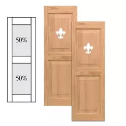 Traditional Wood Raised Panel Shutters w/ Center Mullion & Cutout