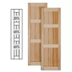 Traditional Wood V Groove Shutters w/ Offset Top Double Mullion