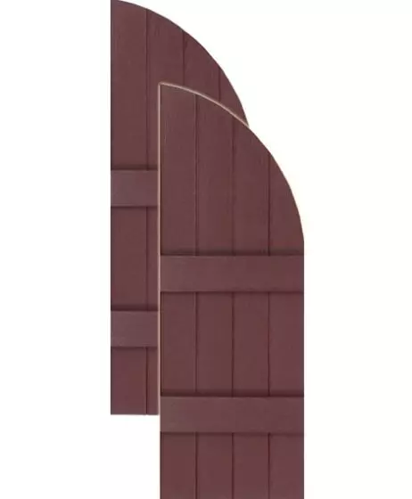 Custom Arch Top Board & Batten Vinyl Shutters w/ Common Closed Style