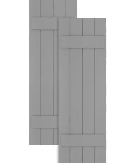 Traditional Composite Board-n-Batten Shutters w/ Two Battens, Installation Brackets Included