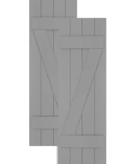 Traditional Composite Board-n-Batten Shutters w/ Z Bar, Installation Brackets Included