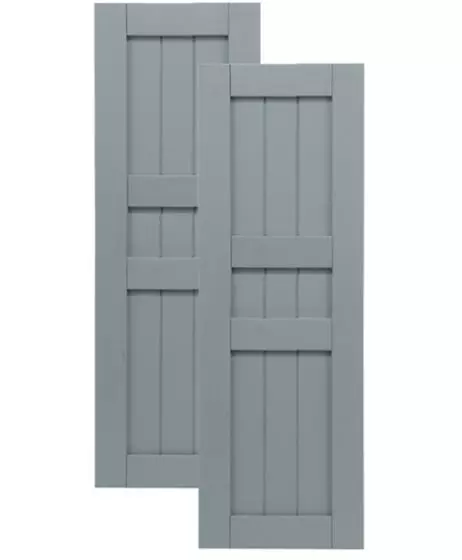 Traditional Composite Framed Board-n-Batten Shutters w/ Double Center Mullion, Installation Brackets Included
