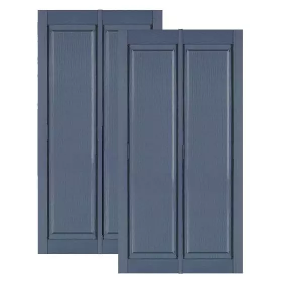 Double Wide Vinyl Raised Panel Shutters w/ Center Mullion