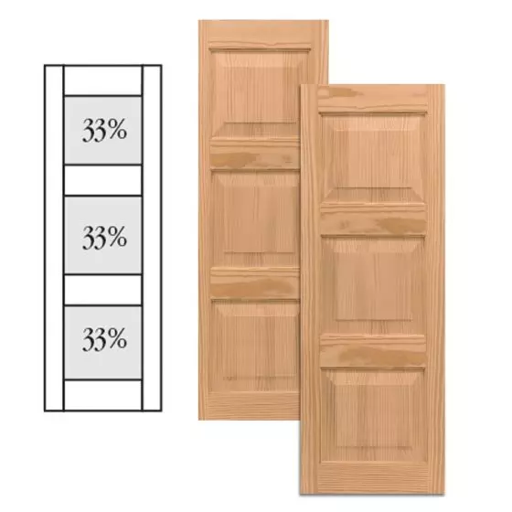 Traditional Wood Raised Panel Shutters w/ Double Mullion