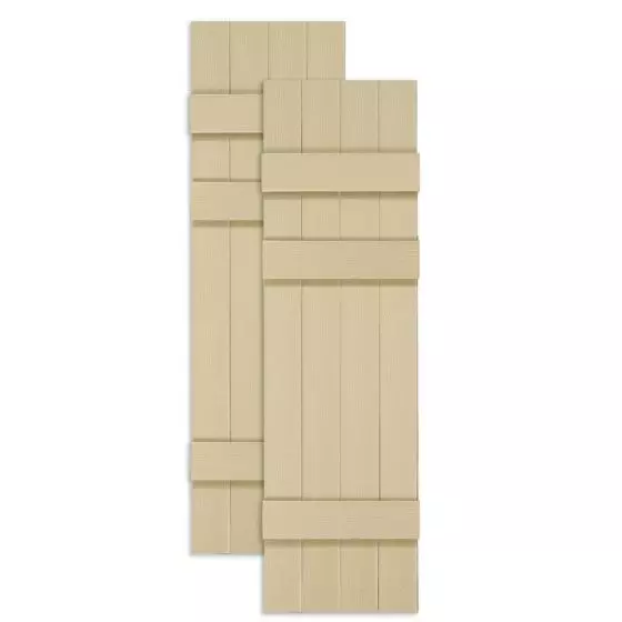 Custom Closed Board & Batten Vinyl Shutters w/ Offset Top Crossbar