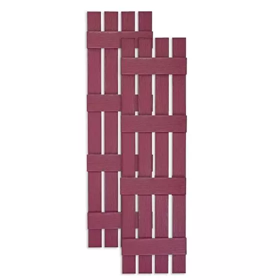 Custom Open Board & Batten Vinyl Shutters w/ Double Offset Crossbar