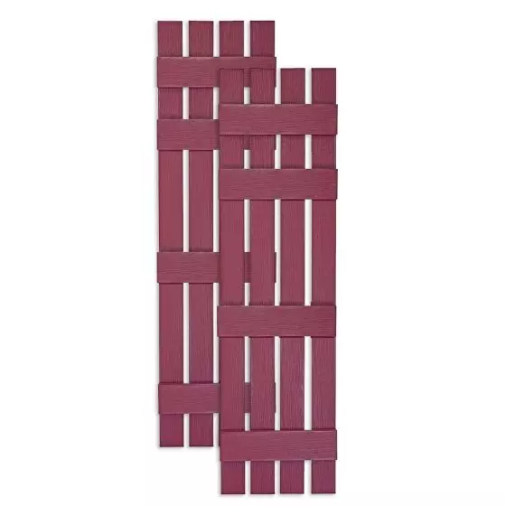 Custom Open Board & Batten Vinyl Shutters w/ Offset Double Offset Crossbar