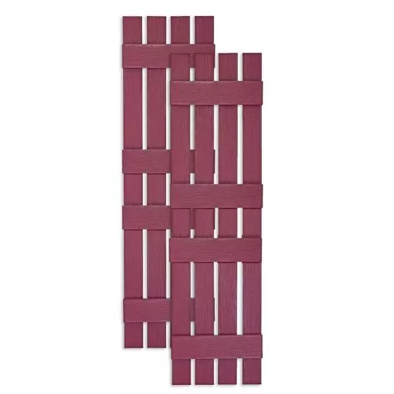 Custom Open Board & Batten Vinyl Shutters w/ Double Offset Crossbar