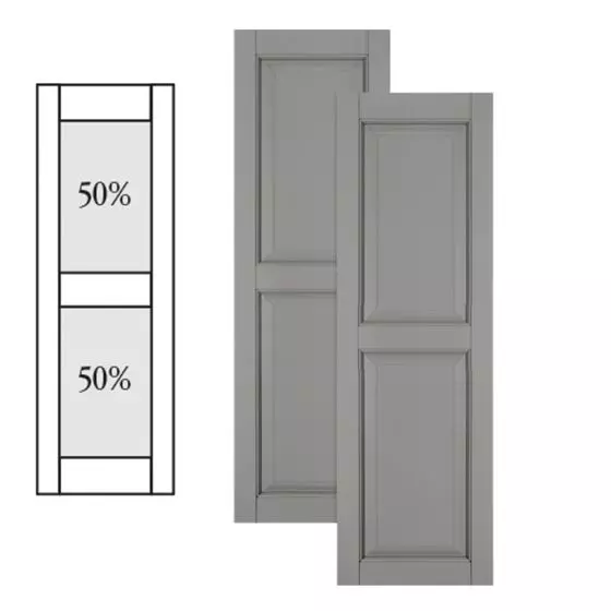 Traditional Composite Raised Panel Shutters w/ Center Mullion, Installation Brackets Included
