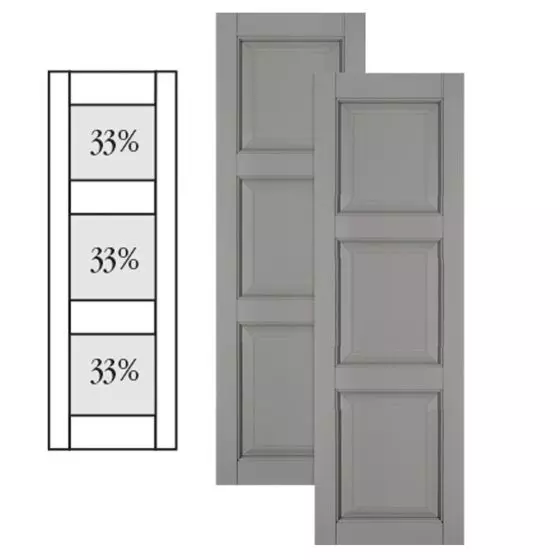 Traditional Composite Raised Panel Shutters w/ Double Mullion, Installation Brackets