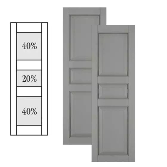 Traditional Composite Raised Panel Shutters w/ Double Center Mullion, Installation Brackets Included