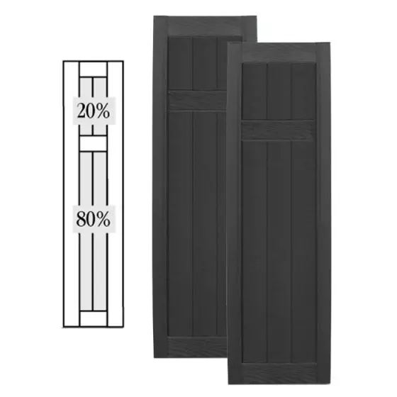 Custom Framed Closed Board & Batten Vinyl Shutters w/ Top Mullion