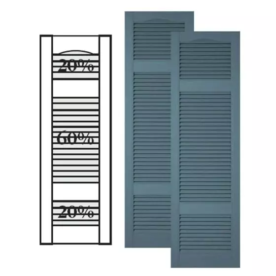 Custom Vinyl Louvered Shutters w/ Double Offset Mullion
