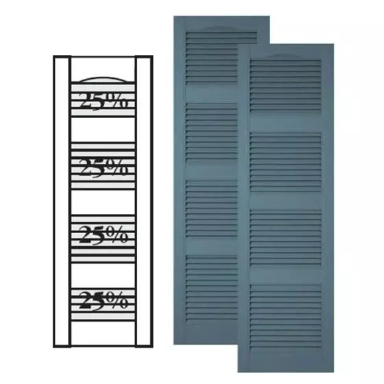 Custom Vinyl Louvered Shutters w/ Triple Mullion