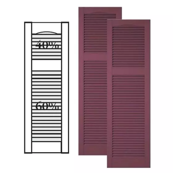 Custom Vinyl Louvered Shutters w/ Offset Top Mullion