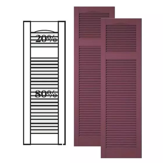 Custom Vinyl Louvered Shutters w/ Offset Top Mullion
