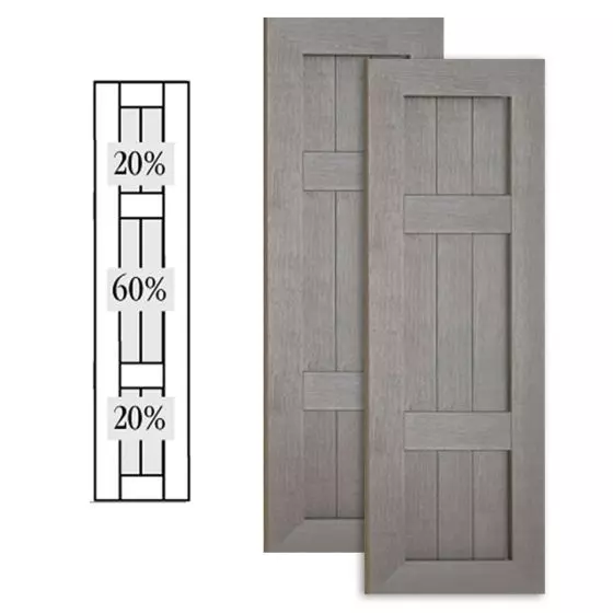 Custom Vinyl Country Style Shutters w/ Double Offset Mullion