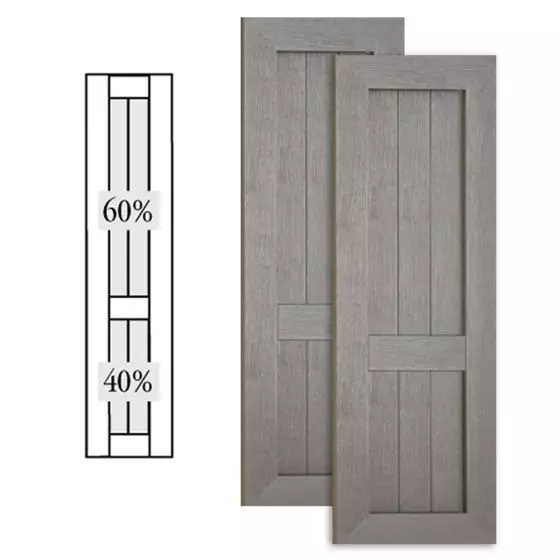 Custom Vinyl Country Style Shutters w/ Offset Bottom Mullion