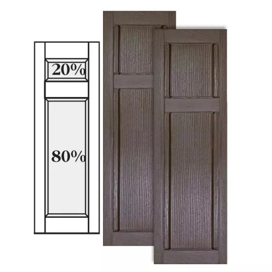 Custom Vinyl Classic Panel Shutters w/ Offset Top Mullion
