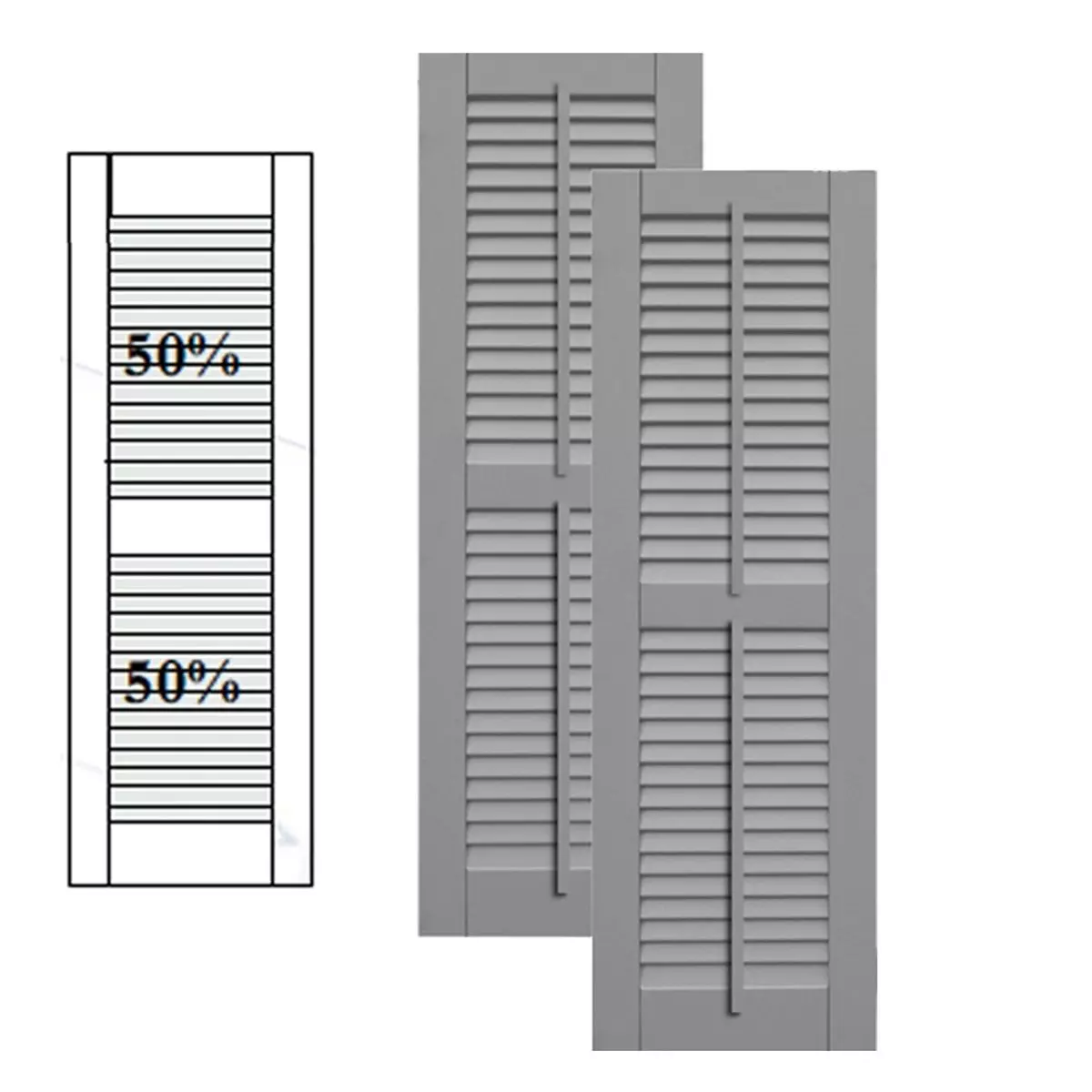 Vantage Charcoal Louver 1 Pair For Shutters Sizes 47 Inch And Over 14x59 M20C 