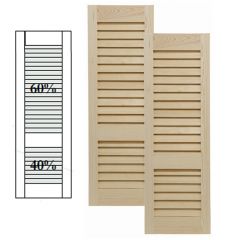 Traditional Wood Open Louver Shutters w/ Offset Bottom Mullion