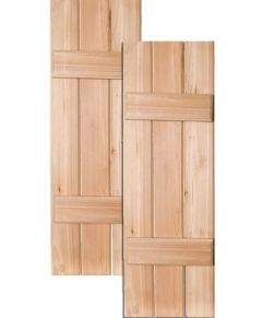 Cottage Style Wood Joined Board-n-Batten Shutters w/ Two Battens