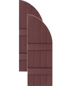 Custom Arch Top Board & Batten Vinyl Shutters w/ Common Closed Style